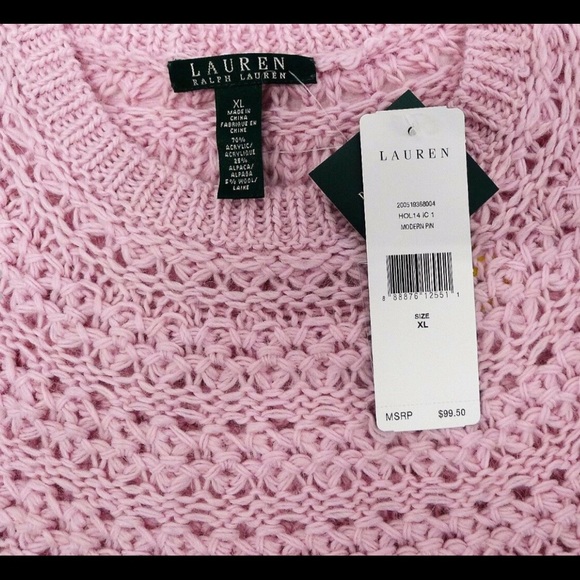 Lauren Ralph Lauren Pink Knit Crew Pullover NWT - Picture 4 of 5